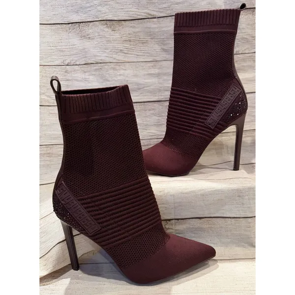 Steve Madden Maxwell Women's Mesh Pointed Toe Ankle Sock Boots, Burgundy 9.5 - Image 3