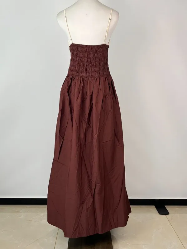 NWOT Farm Rio Cotton Sleeveless Midi Dress Brown and Ivory Sz S - Image 8