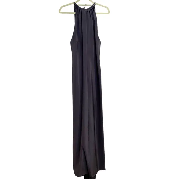 Black Shimmer High Neck Maxi Gown Open Back Formal Dress Sz S - Image 2