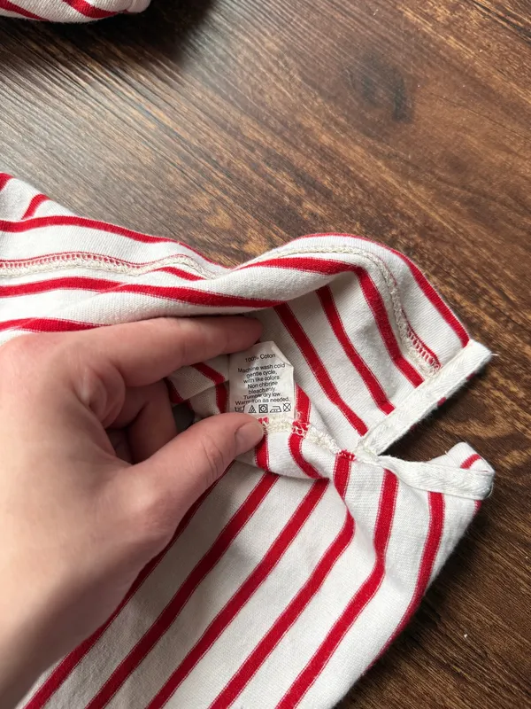 J Crew Women’s Red and White Striped Boatneck Nautical Long Sleeve Cotton Tee- S - Image 7
