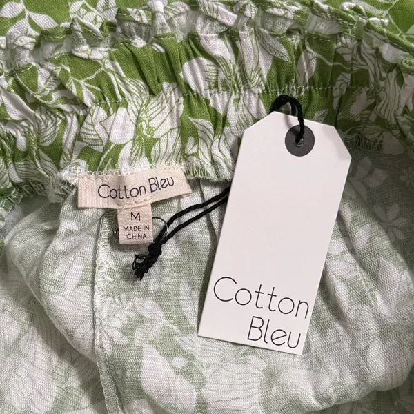 NWT Cotton Bleu Boutique Green Floral Print High Waist Pants Summer‎ Resort - Image 5