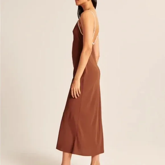 Abercrombie & Fitch Keyhole Slip Maxi Dress - Ochre - XSP - Image 7