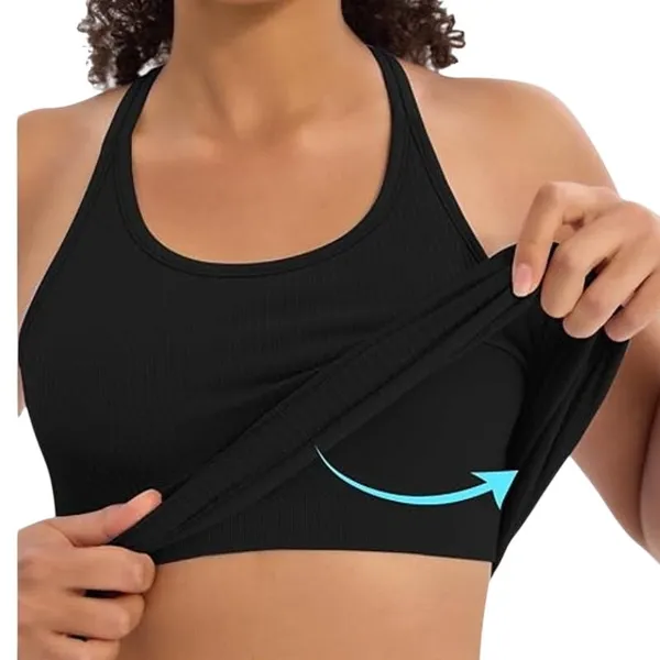 NWT ~ Women's Black Ribbed Racerback Tank Top & Built In Bra ~ Ladies Plus XXL - Image 3