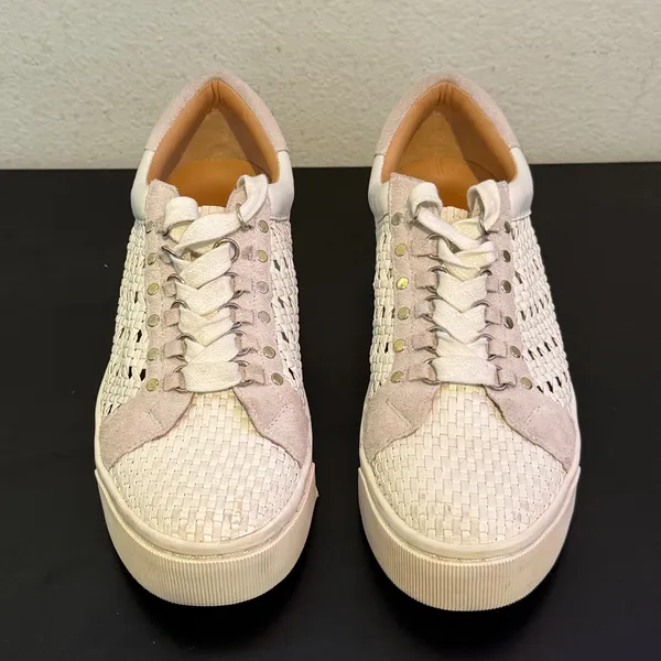 Joie Woven Platform Sneakers Womens 38.5 US 8.5 Basket Wear Flatform Lace Up Shoes - Image 4