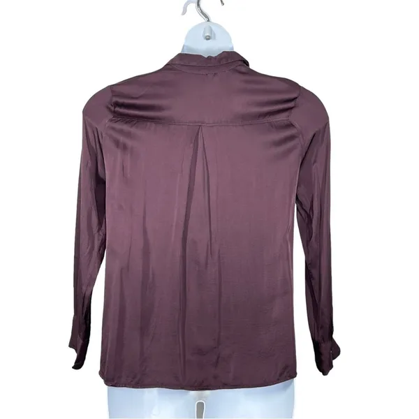 Young Fabulous & Broke Susan Blouse Small Plum Raisin Hidden Button Front NWOT - Image 11