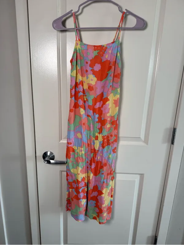Billabong Floral Slip Midi Dress in Red, Pink, Yellow, Blue - Image 2
