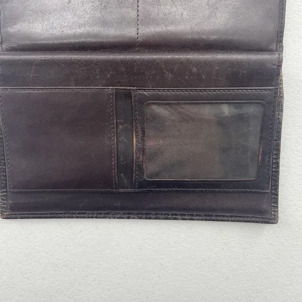 Vtg Lauren Ralph Lauren Wallet Croc Embossed Brown‎ Leather Checkbook Pocketbook - Image 13