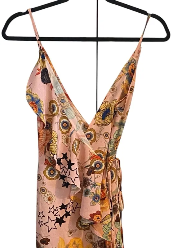 Topshop Star Power Ruffle Wrap Slip Dress pink midi dress floral wedding guest - Image 7