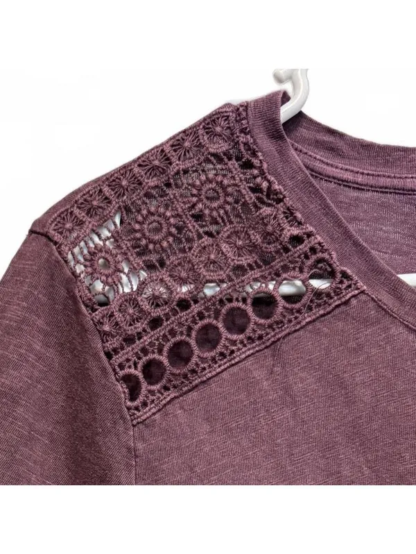 Lane Bryant Swing Collection Crochet Shoulder Purple Tee Plus Size 14/16 - Image 3