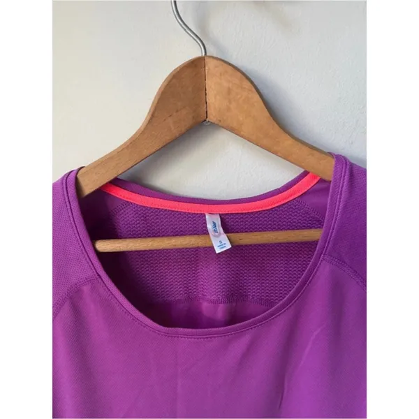 MTA Sport Purple Athletic T Shirt Mesh Workout Top Breathable Short Sleeve - Image 3