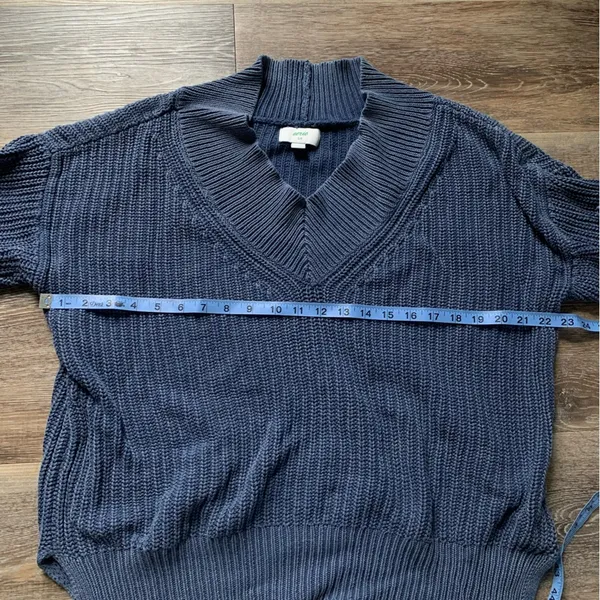Aerie Ribbed Oversized V-neck Blue Sweater S - Image 5