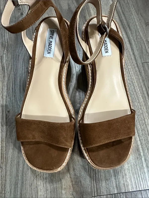 Steve Madden Brown Suede Platform Ankle Strap Sandals - Image 2