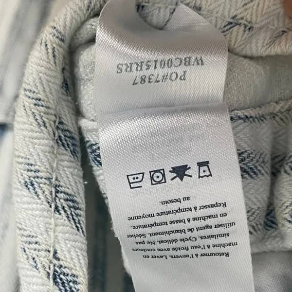 Faherty Overalls Topsail Railroad Stripe Faded Light‎ Wash Blue White Women XS - Image 14