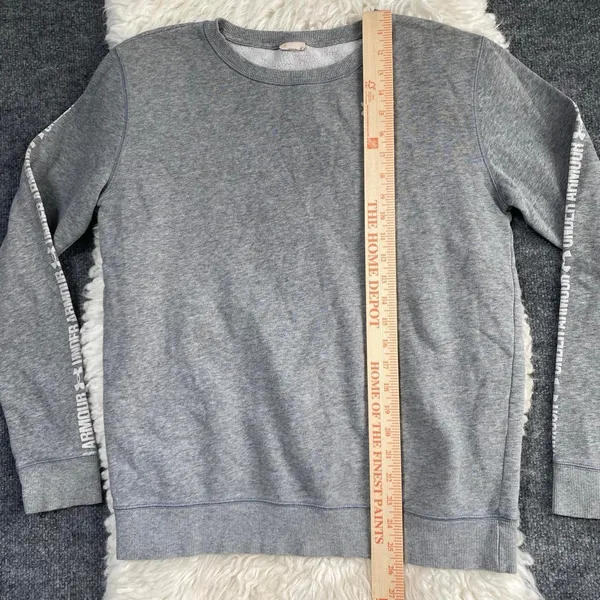 UNDER ARMOUR GREY PULLOVER SWEATSHIRT SPELL OUT GYM ACTIVEWEAR WORKOUT GORPCORE - Image 6