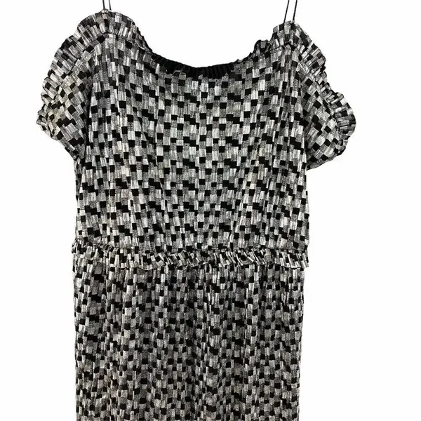 Zara Metallic silver black Cocktail mini Dress - Image 5