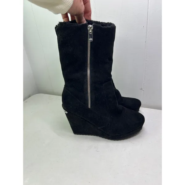 Juicy Couture Fold-Over Wedge Kasia Boots Ingot Micah Zamino Jenner 7.5 Black - Image 2