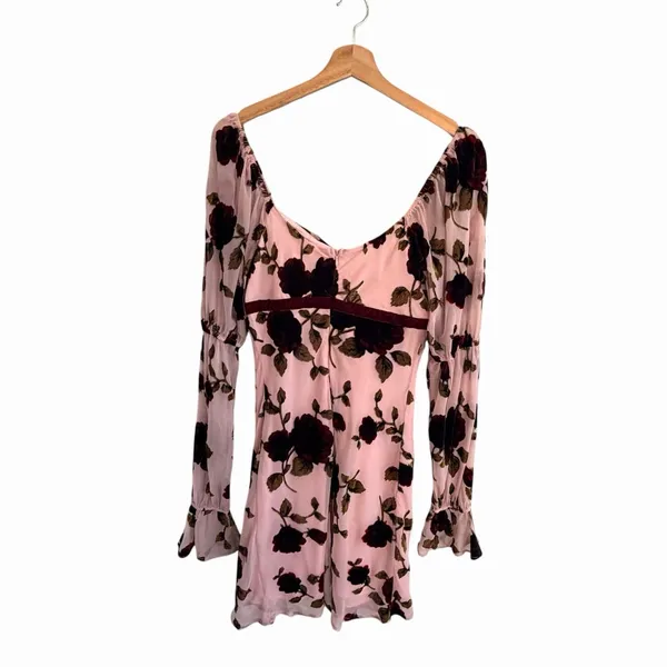 Avec Les Filles Whimsigoth Floral Velvet Burnout Mini Dress Size 8 Dark Coquette - Image 4