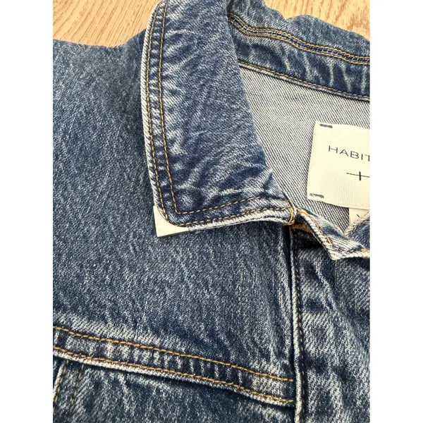 Habitual Blue Denim Mini Shirt Dress‎ Short Sleeve Button Front XL - Image 10
