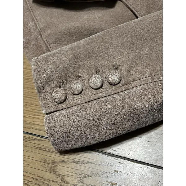 Twiggy London Tan Genuine Leather Button Down Coat Size XS Military Modern City‎ - Image 14