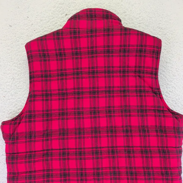 Duluth TRADING Womens Small Sherpa Lined‎ Plaid Vest Red Black Zip Up Quilted - Image 5