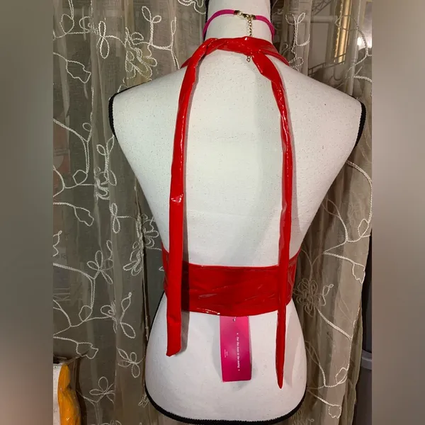 Shein Iconic Red Latex Like Halter Top - Image 6