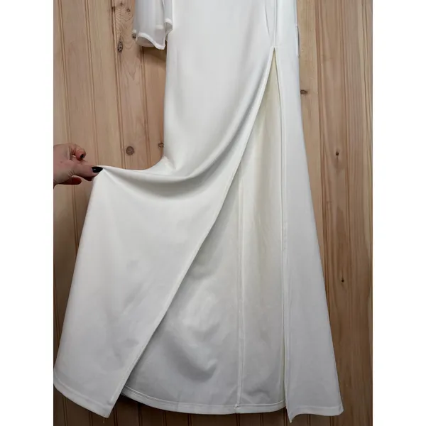 NWT Lulus Majestic Attitude White Cape Sleeve One-Shoulder Maxi Dress Wedding S - Image 5