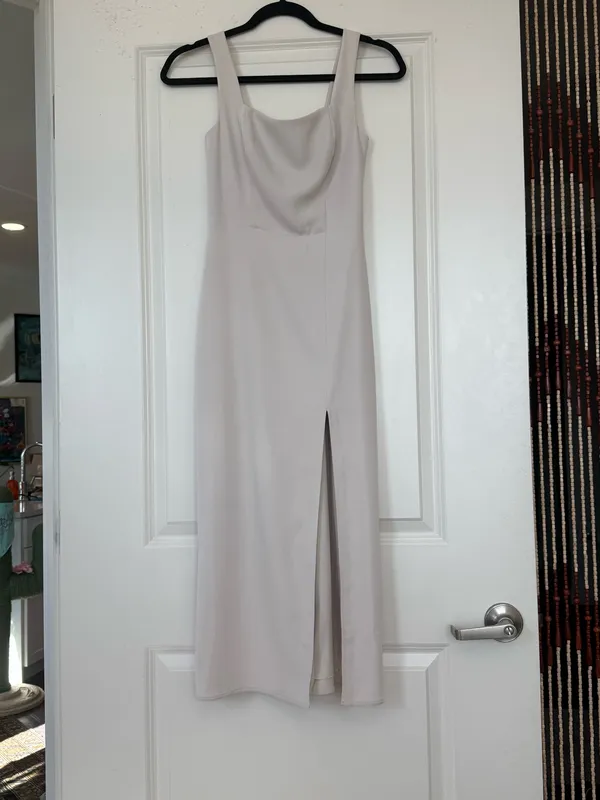 Aritzia Babaton 90s Slit Midi Dress Matte Pearl 00 - Image 2