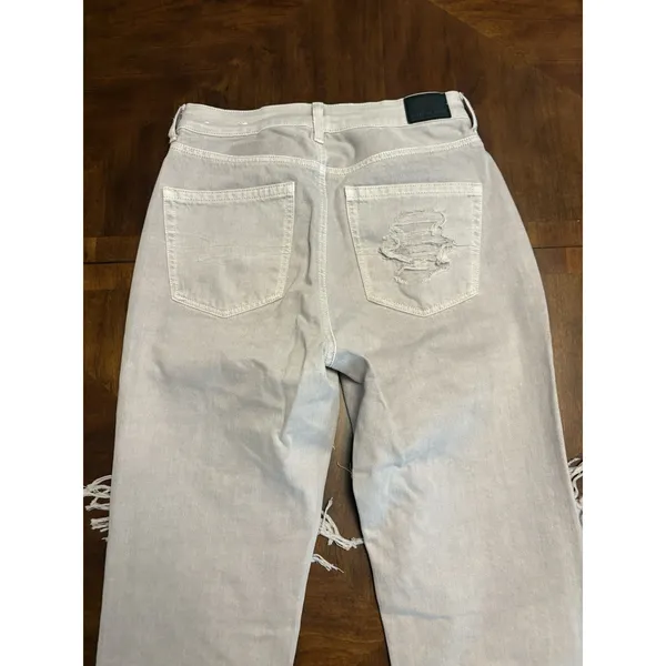 American Eagle Outfitters Distressed Ripped Gray Jeans Size 4 Regular Mom Jeans - Image 3