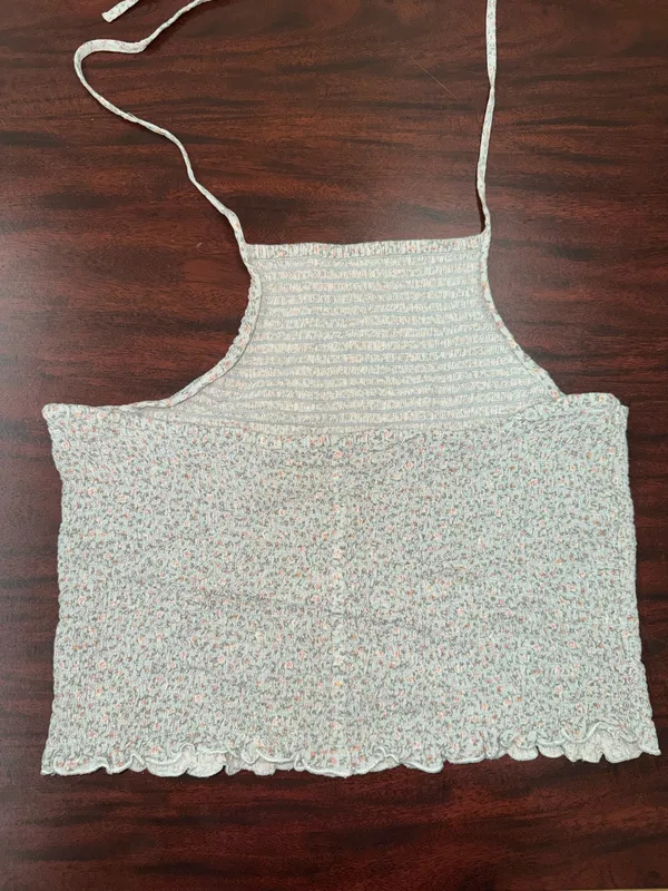 American Eagle Cropped Floral Halter Blouse Size Large - Image 3