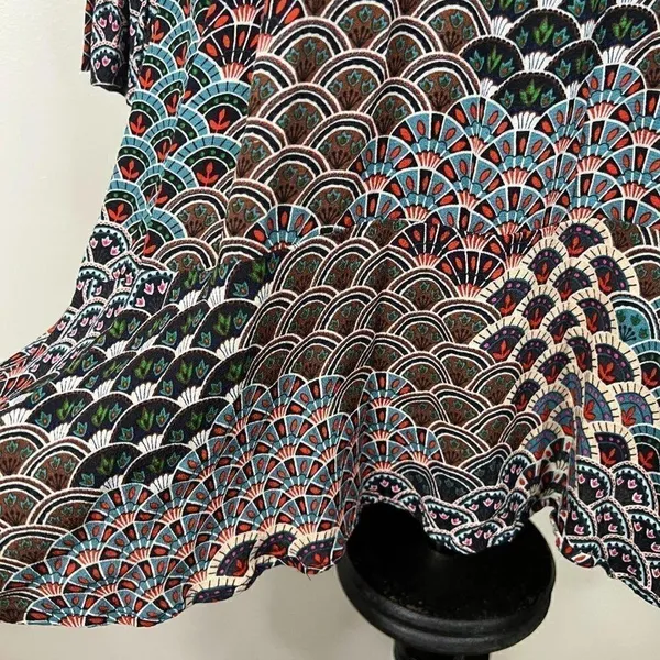 Maeve by Anthropologie Geometric Quirky Printed 70s Long Sleeve Dress SzXS - Image 5
