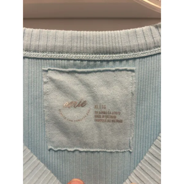 New Aerie Textured Free Spirit Ribbed Tank Top Light Blue XL Game Day - Image 2