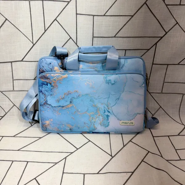 Mosiso Laptop Bag 13-14 inch Blue Marble Shoulder Messenger Briefcase‎ Case - Image 3