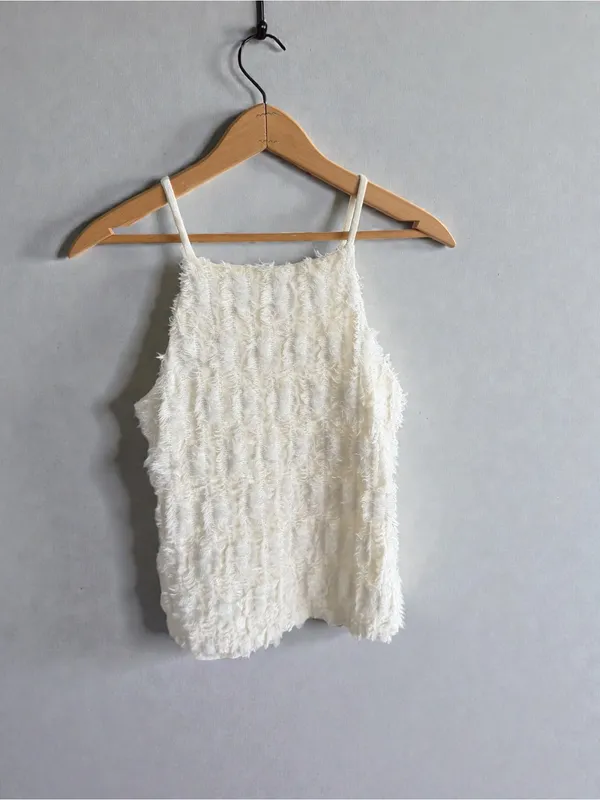 eri + ali White‎ Fringed Textured High Neck Tank Top Size XS - Image 2