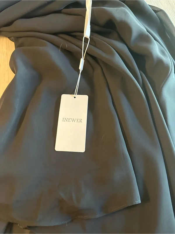 Inewer V-Neck Flutter Sleeve Chiffon Drape Formal Dress Black Size 12 NWT - Image 10