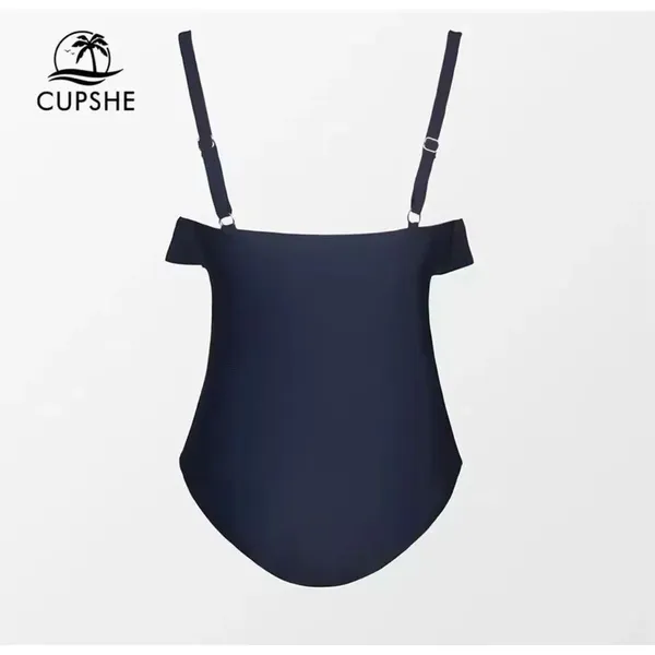 NWT Womens Cupshe Ruffle Flounce Navy Blue Swimsuit Bathing Suit - Sz L - Image 4