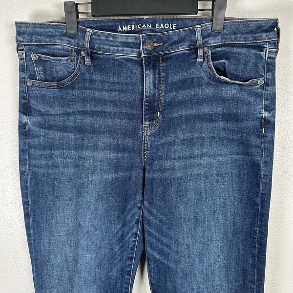 American Eagle Low Rise Flare Jeans Womens 16Long Next Level Stretch Dark Wash - Image 2
