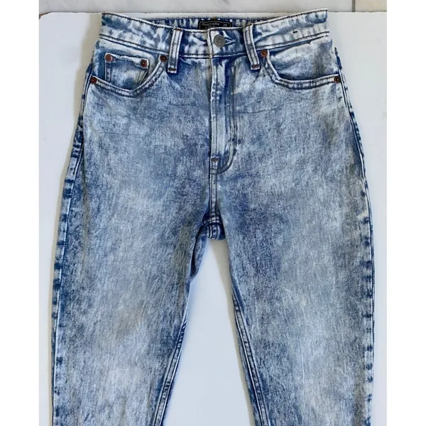 Abercrombie & Fitch Simone High Rise Slim Blue Acid Wash Jeans Size‎ 25 0R - Image 10