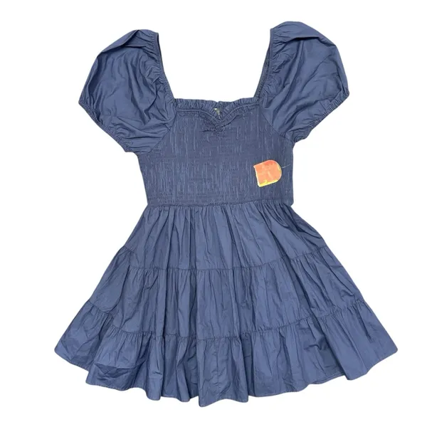 NEW Arula Laine Babydoll Dress Short Puff Sleeve Mini Denim Blue Amazing 1X - Image 5