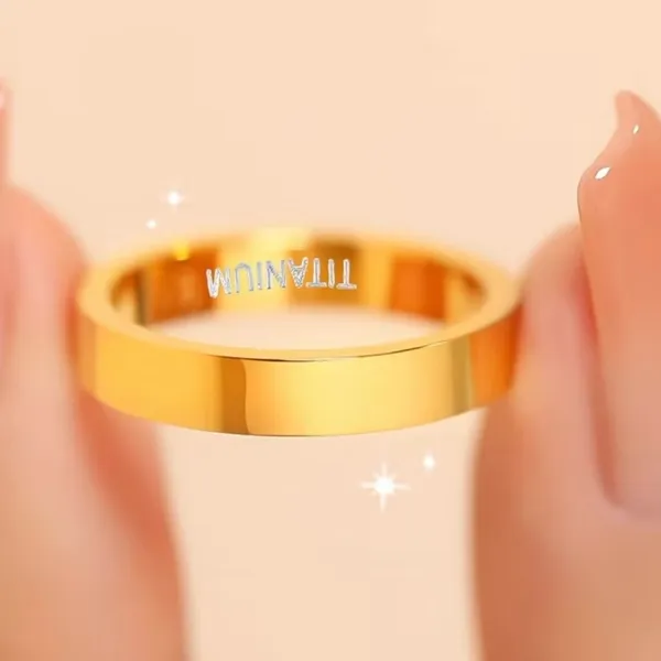 Women’s Luxury Collection 18k Gold Plated 4mm Polished Finish Band Size 6 - Image 5