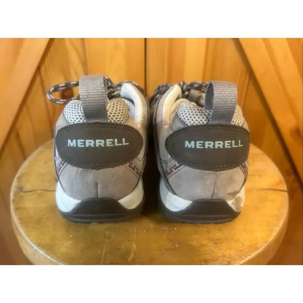 Merrell Hiking Shoes 9.5 Elephant/Pink Waterproof Vibram Low Lace Up - Image 4