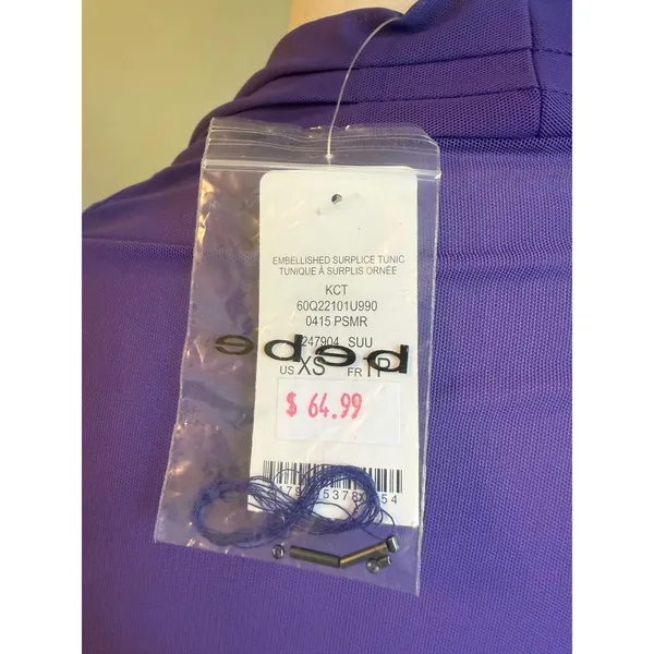 Bebe Embellished Surplice Top Purple Mesh Sleeveless XS beaded y2k fairy party r - Image 4