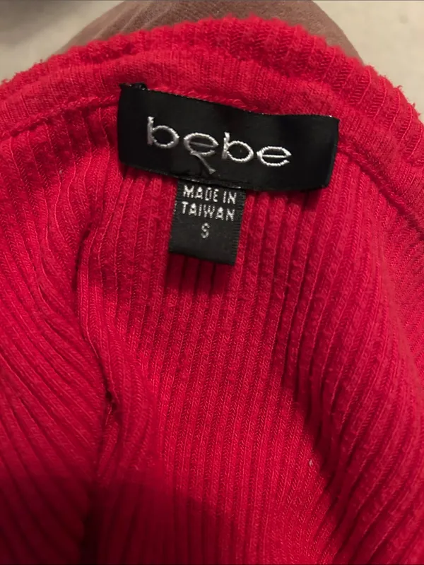 Super Cute bebe Red Ribbed knit tube top - Image 2