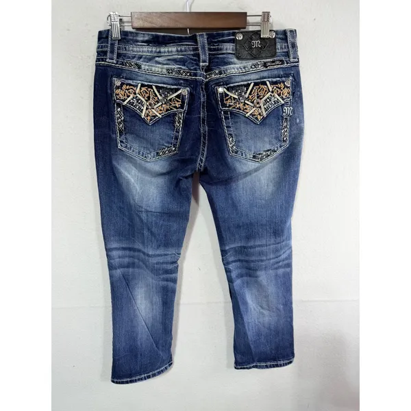 Miss Me Signature Crop Jeans Size 32 Blue Inseam 25.5" JE8091C Embellished Boho - Image 3
