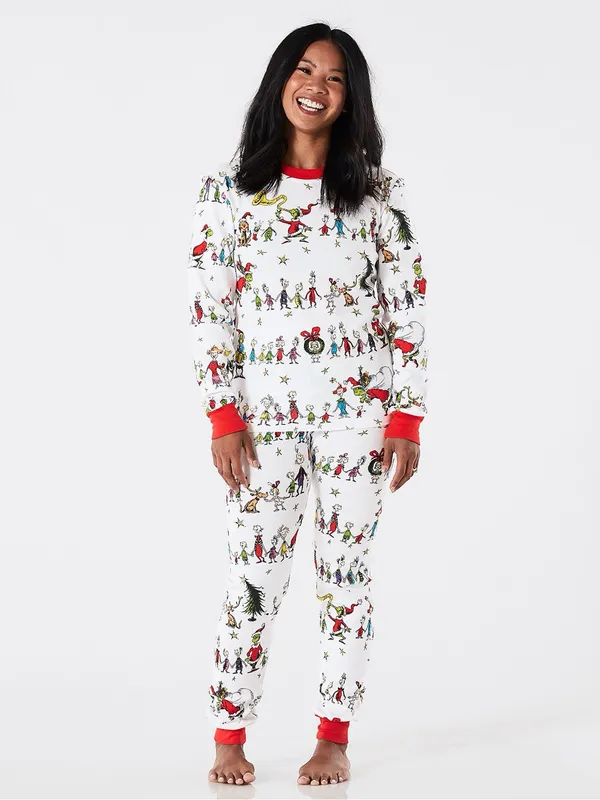 Pottery Barn Kids Dr. Seuss The Grinch Adult Organic Cotton Pajama Set Christmas - Image 2