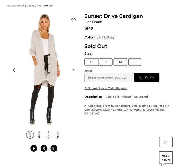 Free People Sunset Drive Cardigan sz M - Image 4