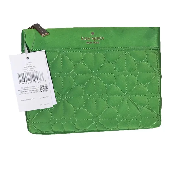 Kate Spade Spade Flower Quilted Cosmetic Pouch – Green – NWT‎ KK254 - Image 5