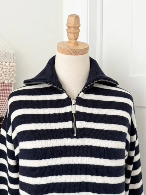 Aritzia Babaton Overseas Striped Sweater Blue White Sz XXS - Image 4