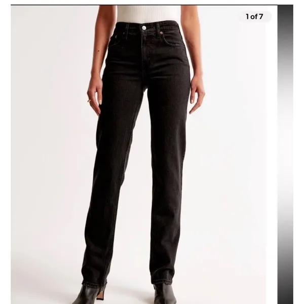 Abercrombie & Fitch Curve Love Women's 27 Black Mid Rise 90s Straight Jeans - Image 3