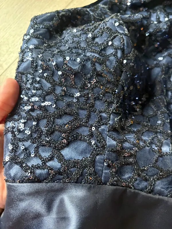 Navy beaded Halter Mini Dress Blue - Image 3