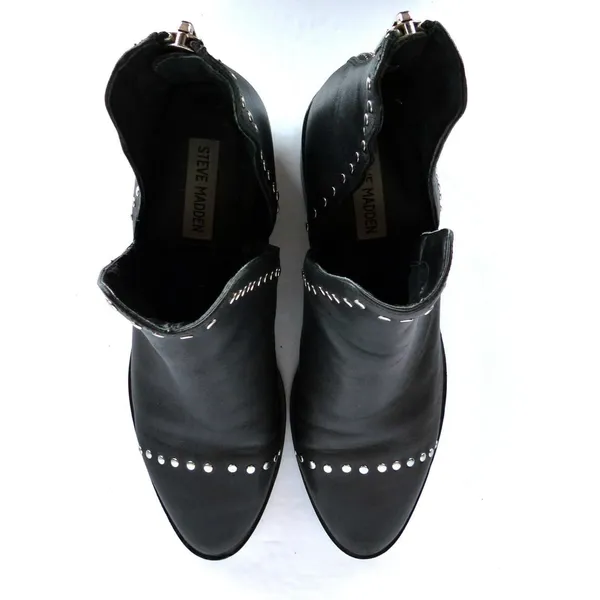 Steve Madden Conspire Ankle Boots Women 9M Black Leather Studded Cutout Rock - Image 8